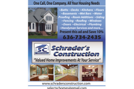 1/4 Page Ad – Schrader’s Construction